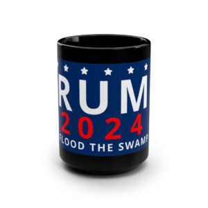 FLOOD THE SWAMP Black Mug, 15oz